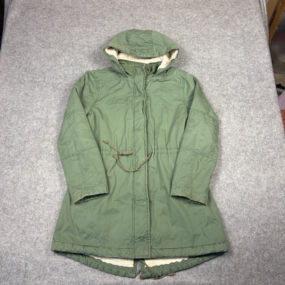 Gap Womens Olive Green Sherpa Lined Utility Parka Hooded Jacket Size L